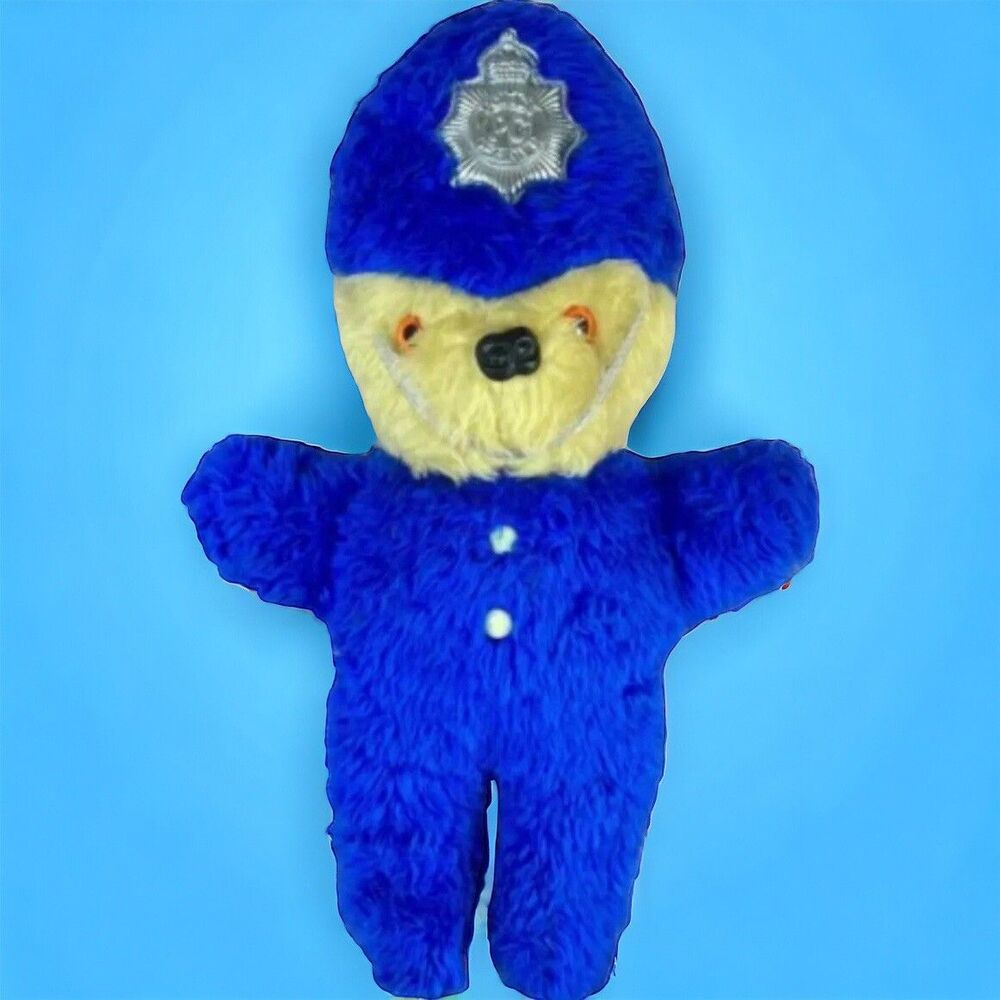 Vintage British Police Bobby Teddy Bear Plush 16” Blue UK Constable PC Officer